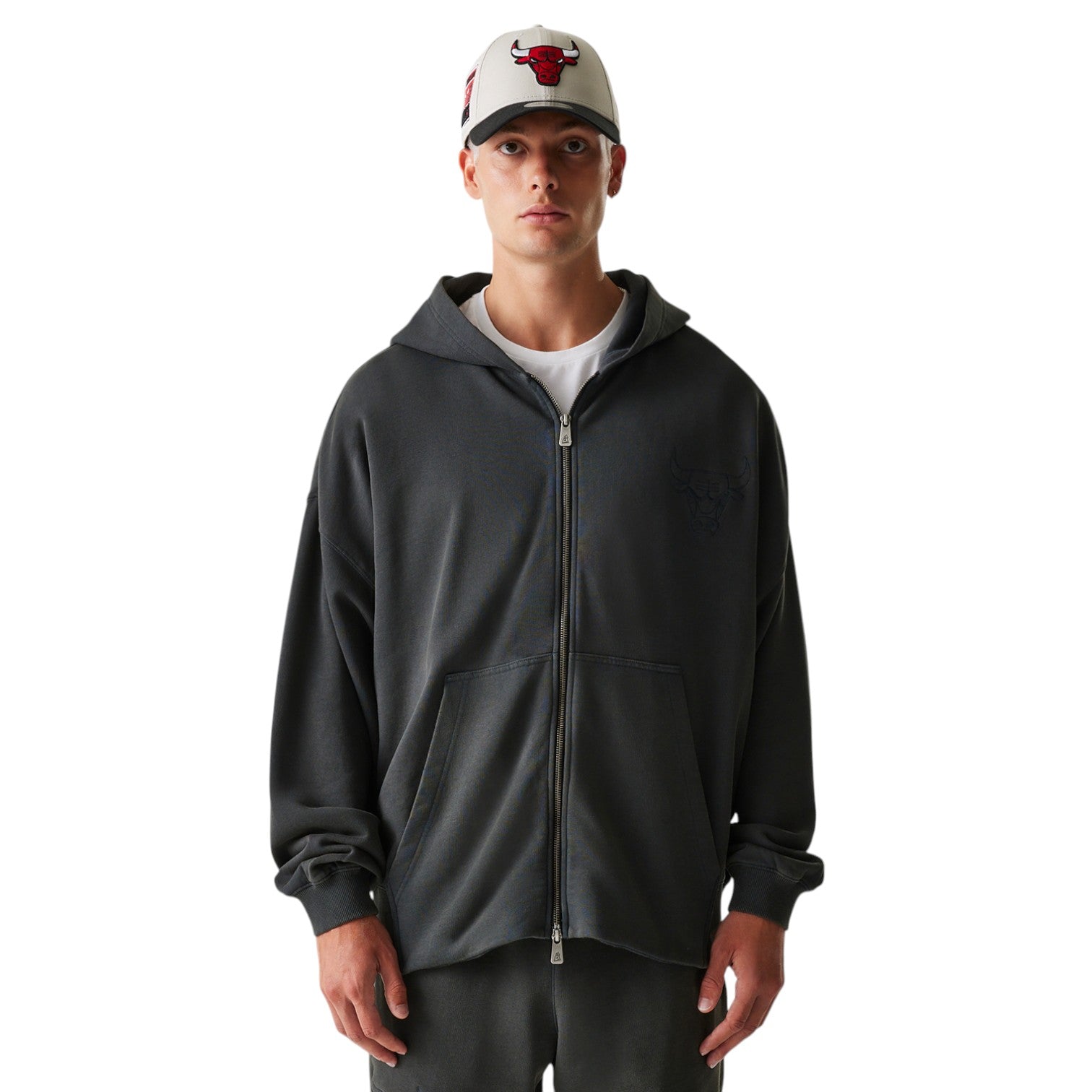 Zip Hoodie Oversize Chicago Bulls Dark Grey