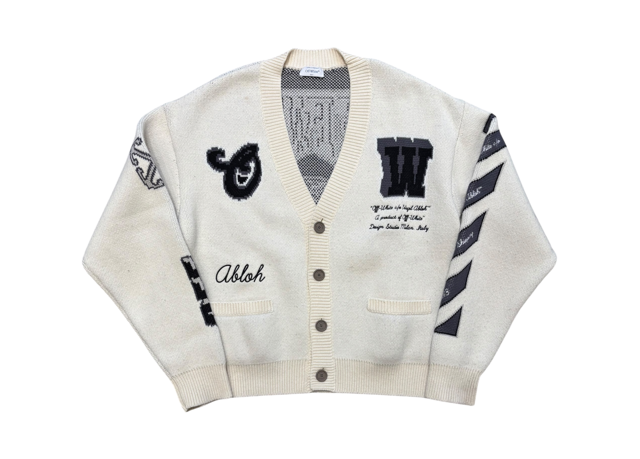 Off-White Cardigan Moon Varsity Cream COND 8.5/10