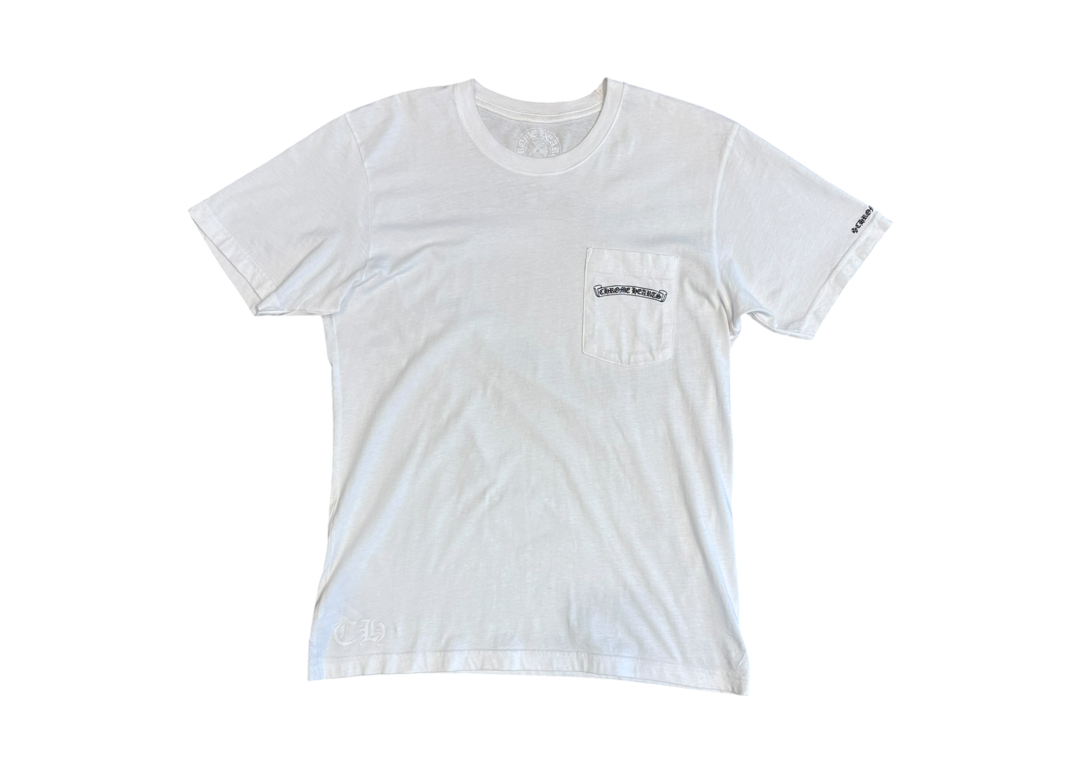 Chrome Hearts T-shirt Scroll Logo Pocket White COND 9.5/10