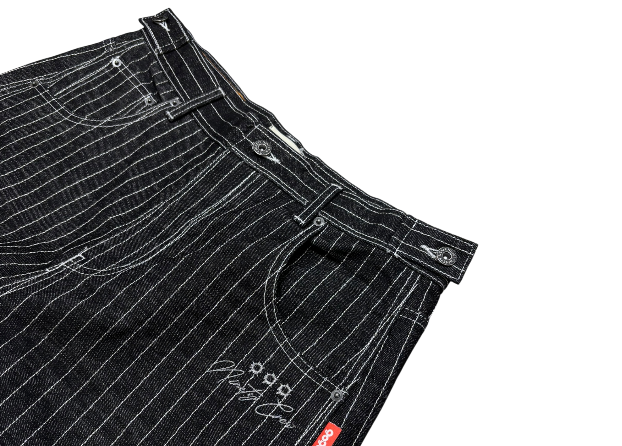9090 Denim Pants Buggy Black Stripe COND NEW