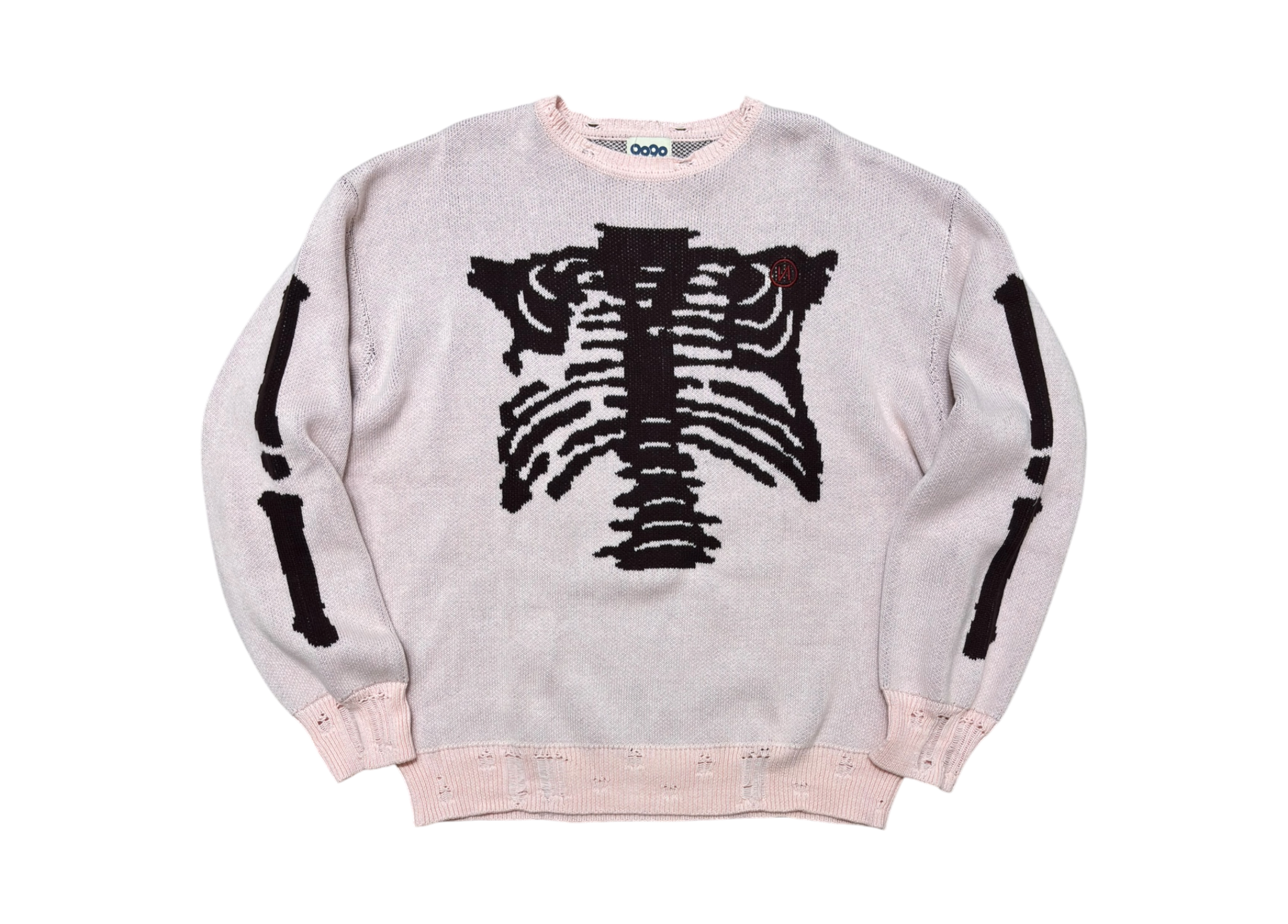 9090 Sweater Digital Bone Damage Knit Pink COND NEW
