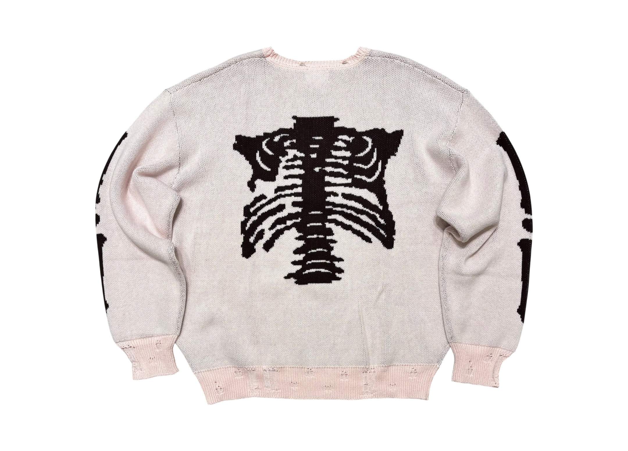 9090 Sweater Digital Bone Damage Knit Pink COND NEW