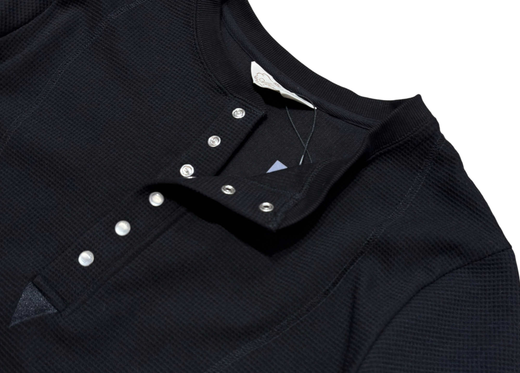 Abuku Longsleeve Layered Round Stitch Waffle Black COND NEW