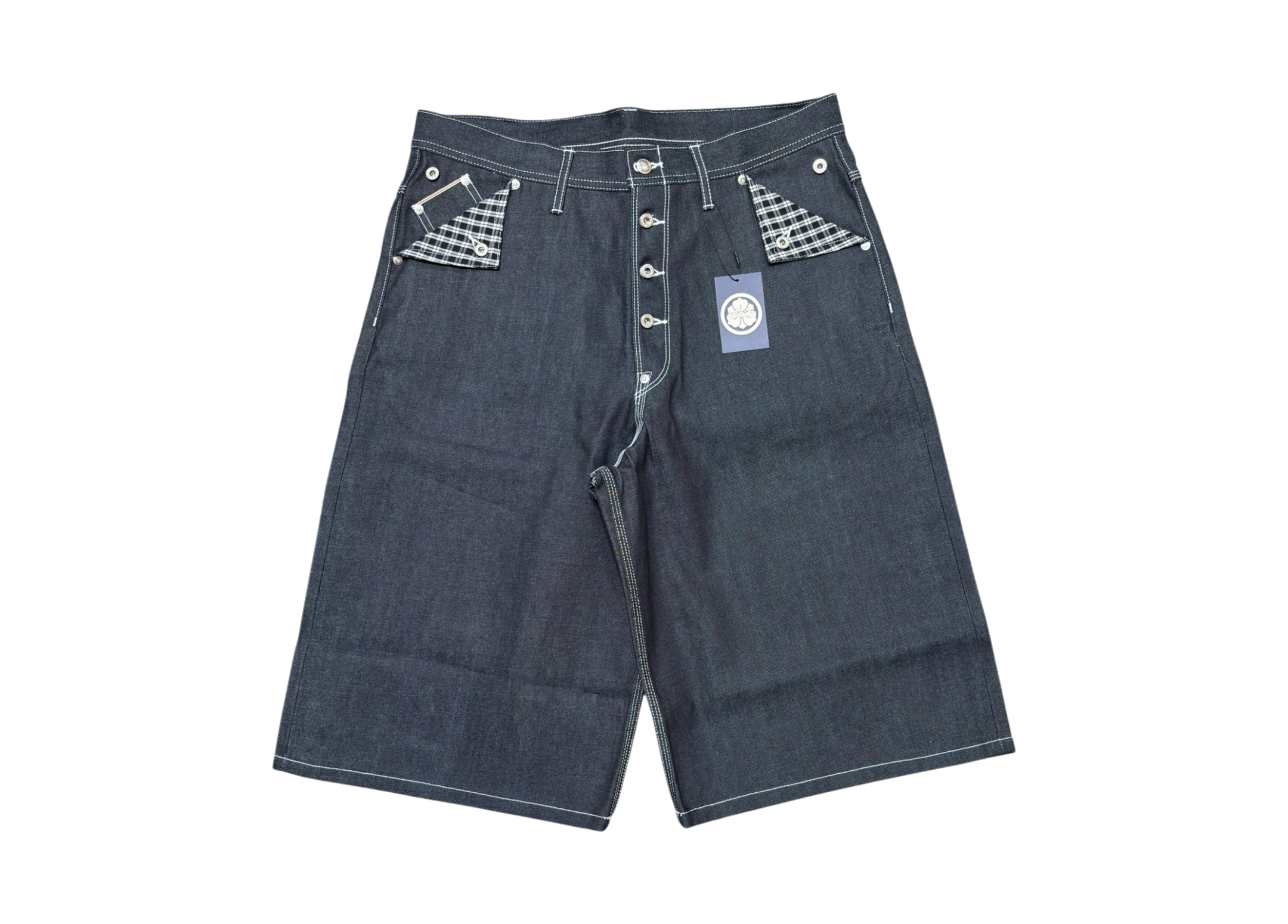 Abuku Jorts Baggy Selvedge Check Glap Black COND NEW