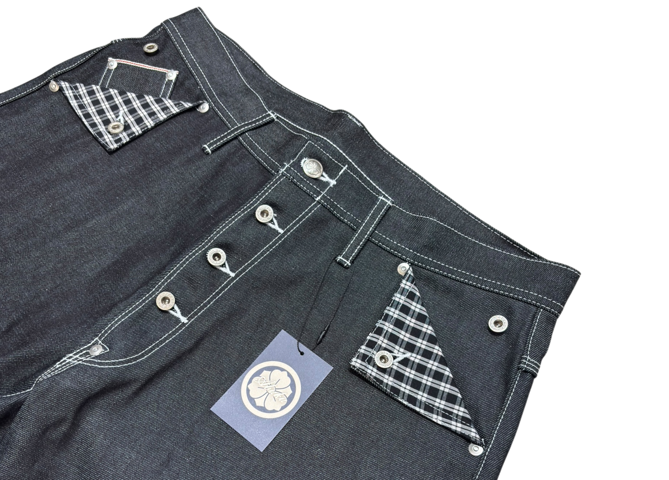 Abuku Jorts Baggy Selvedge Check Glap Black COND NEW
