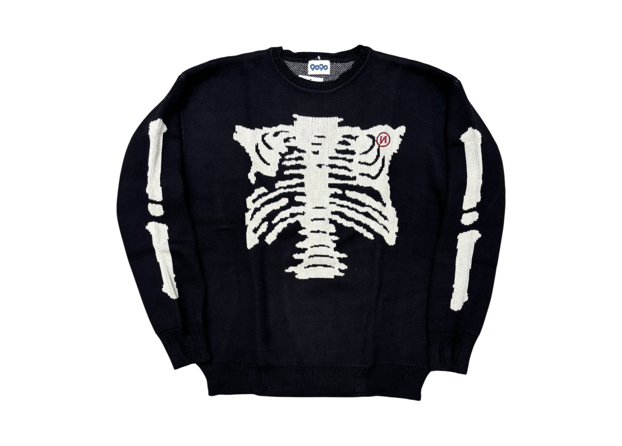 9090 Sweater Digital Bone Damage Knit Black COND NEW