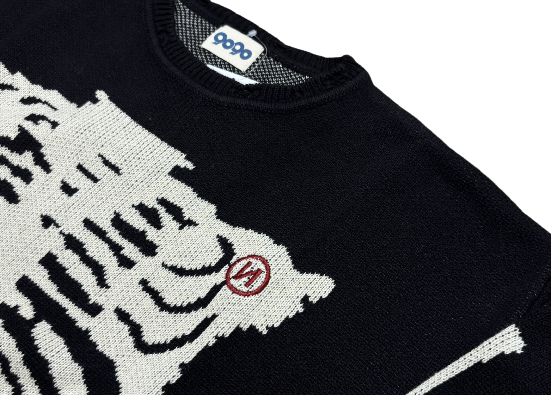 9090 Sweater Digital Bone Damage Knit Black COND NEW