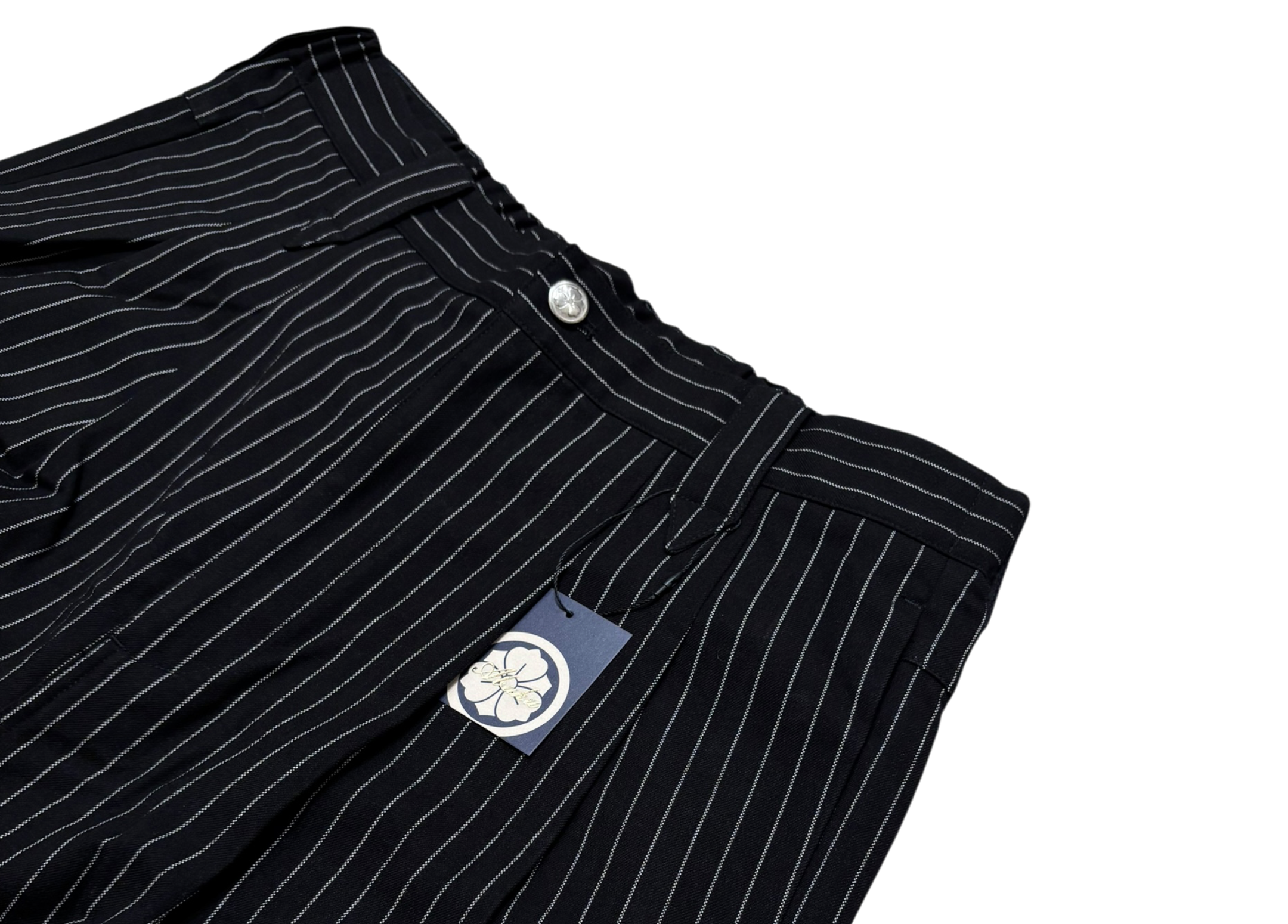 Abuku Shorts Wide Plated Striped Black COND NEW