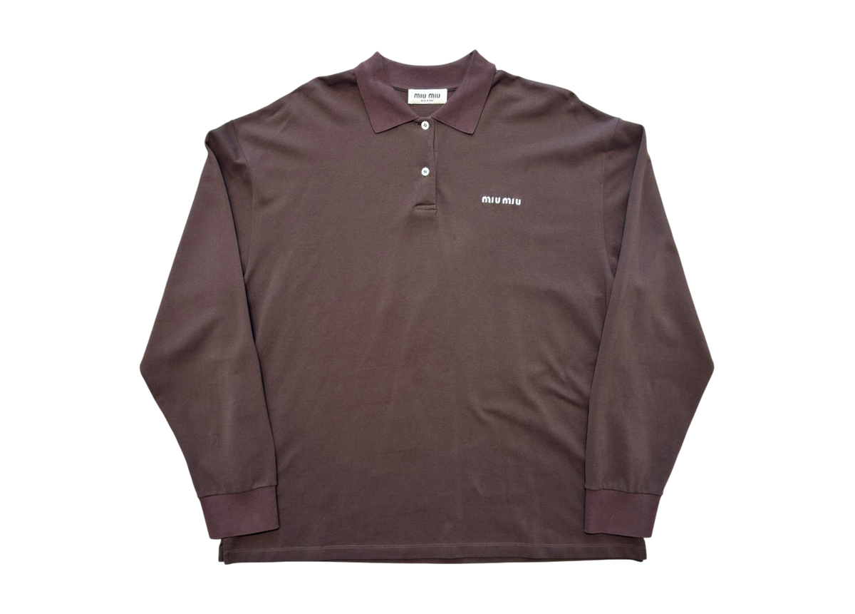 Miu Miu Polo Longsleeve Piqué Dark Brown