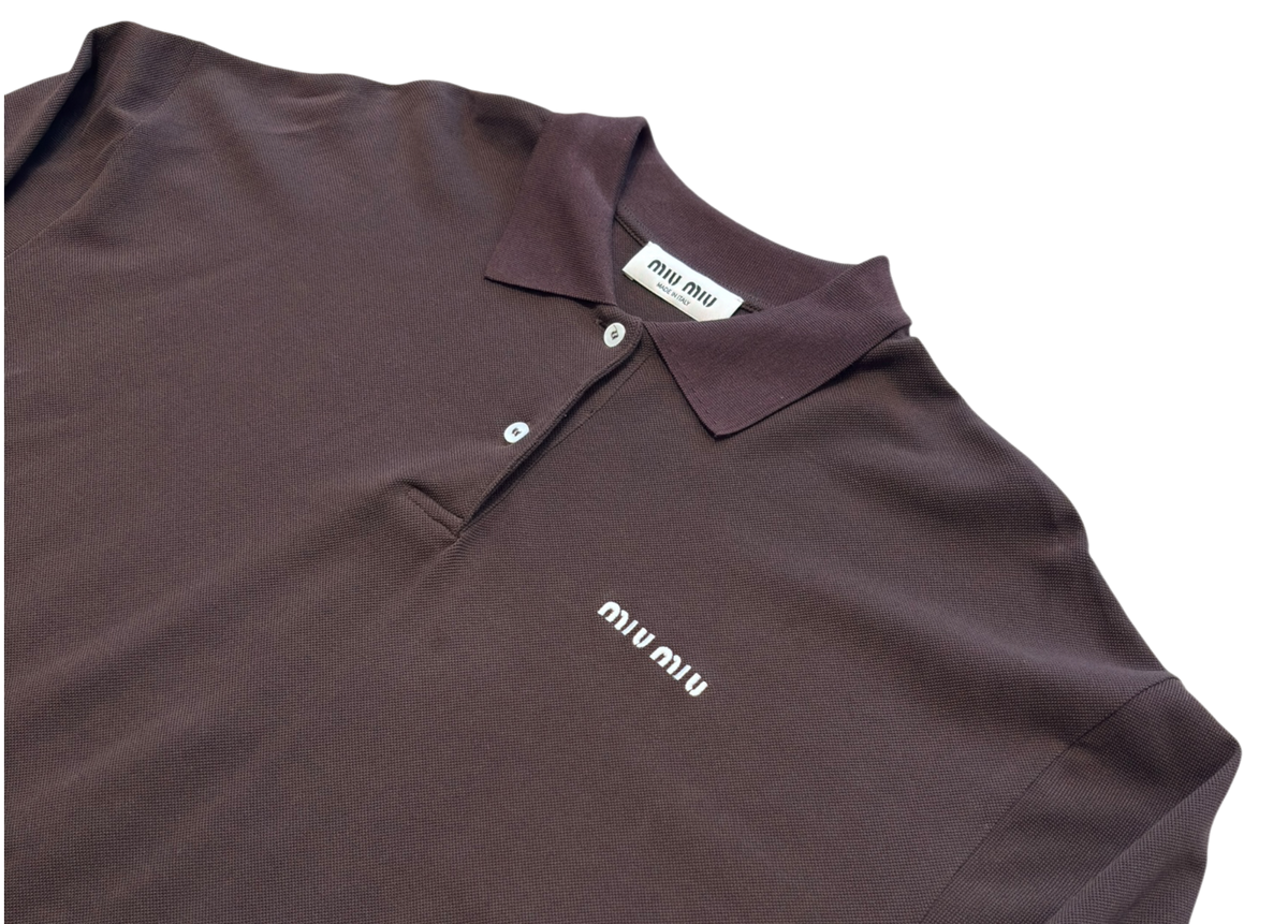 Miu Miu Polo Longsleeve Piqué Dark Brown