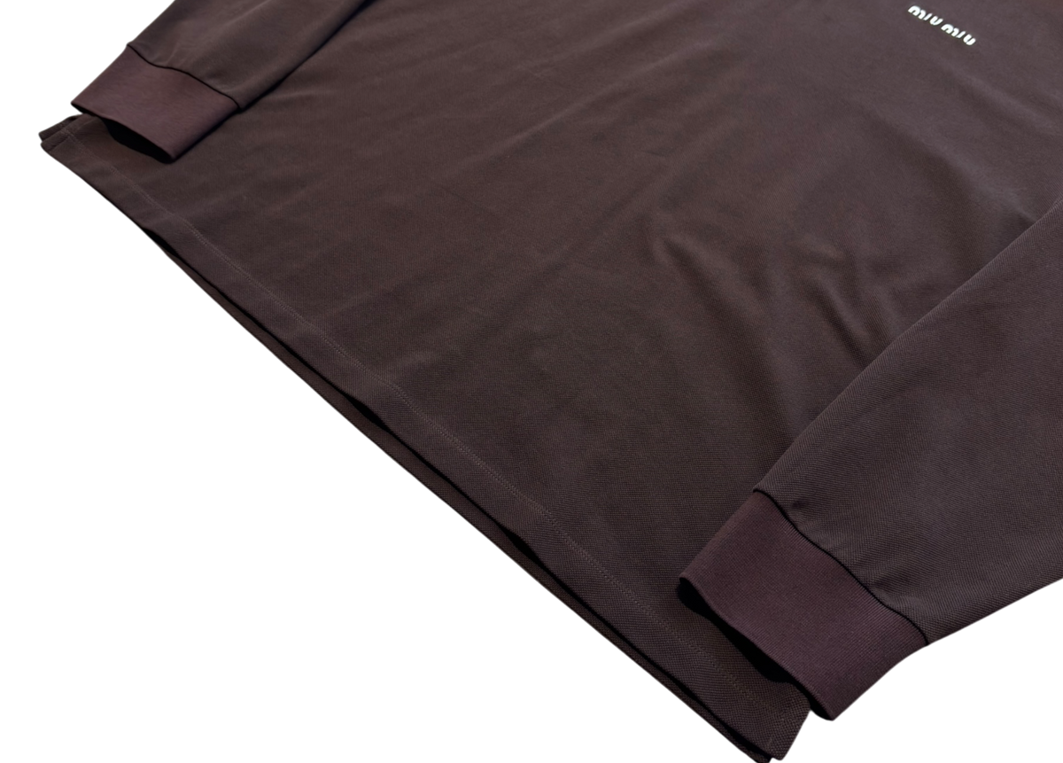 Miu Miu Polo Longsleeve Piqué Dark Brown