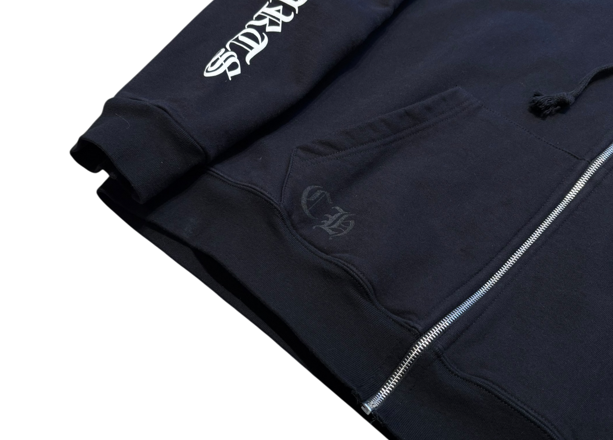 Chrome Hearts Zip Hoodie Thermal Scroll Logo Black