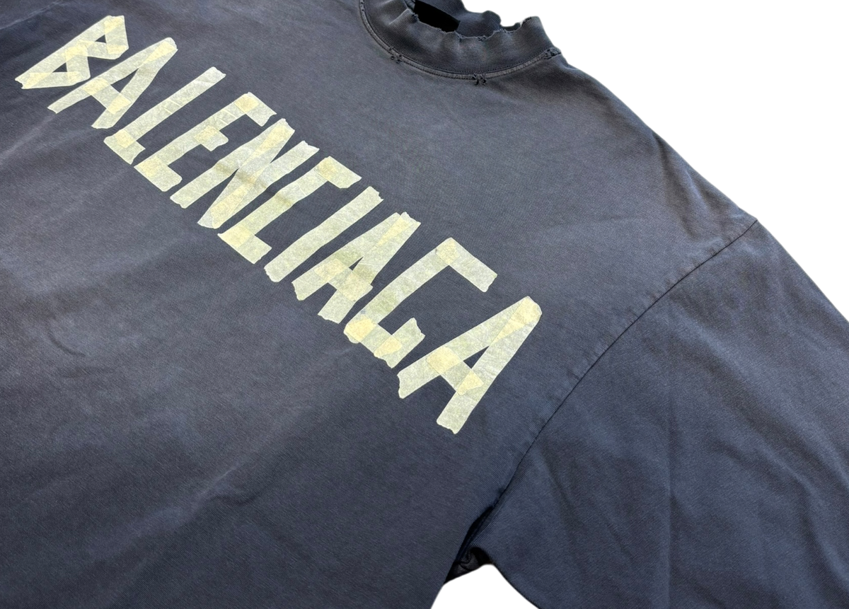 Balenciaga T-Shirt Tape Type Logo Faded Black