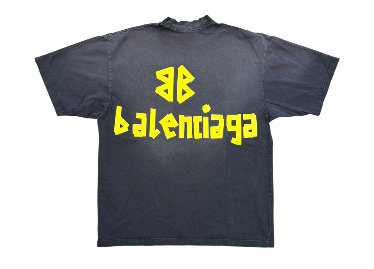 Balenciaga T-Shirt Tape Type Logo Faded Black