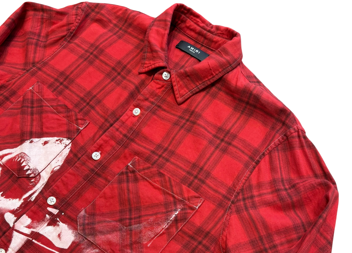Amiri Shirt Flannel Shark Print Red