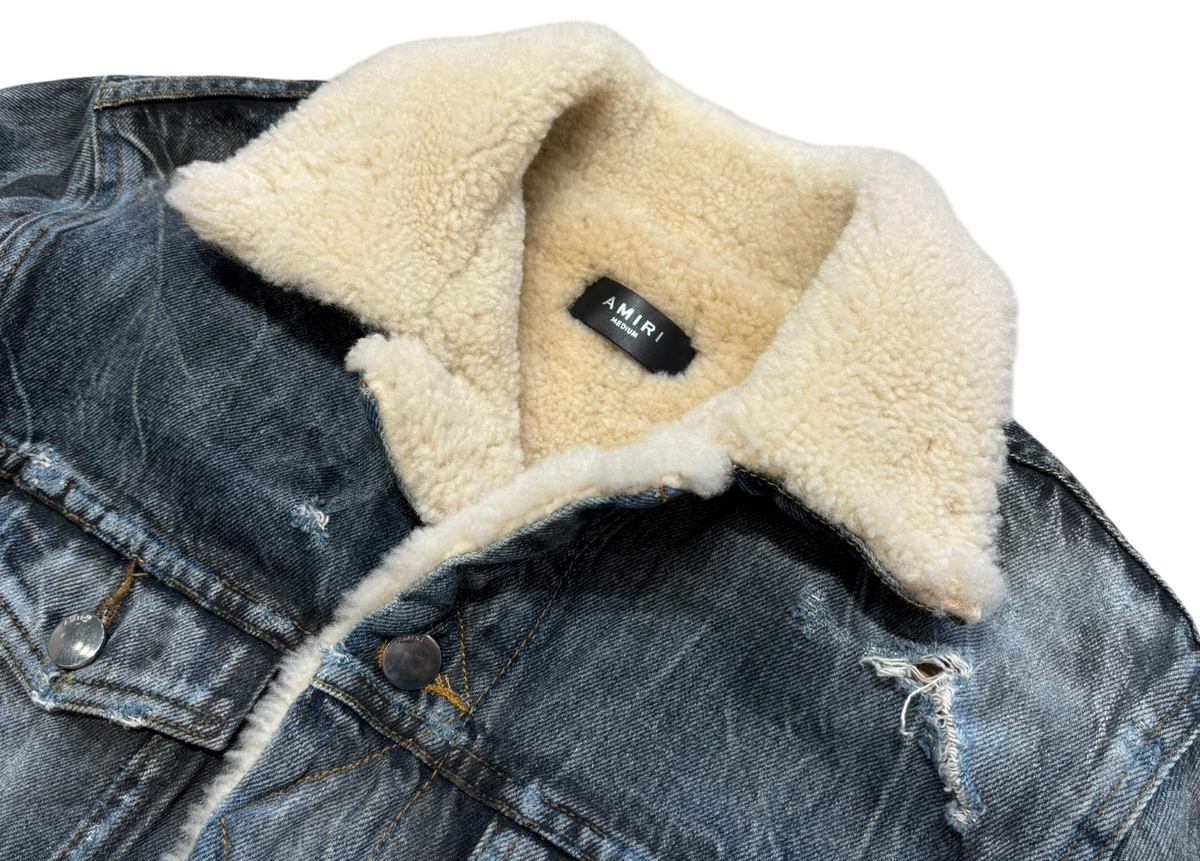 Amiri Jacket Denim Shearling Trucker Blue
