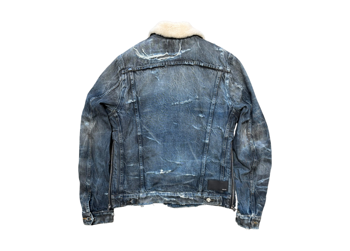 Amiri Jacket Denim Shearling Trucker Blue