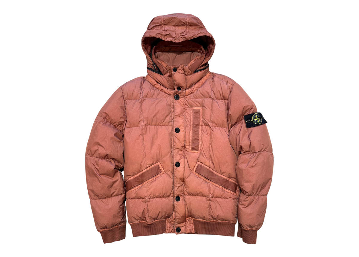 Stone Island Jacket Garment Dyed Crinkle Reps NY Down Terracotta