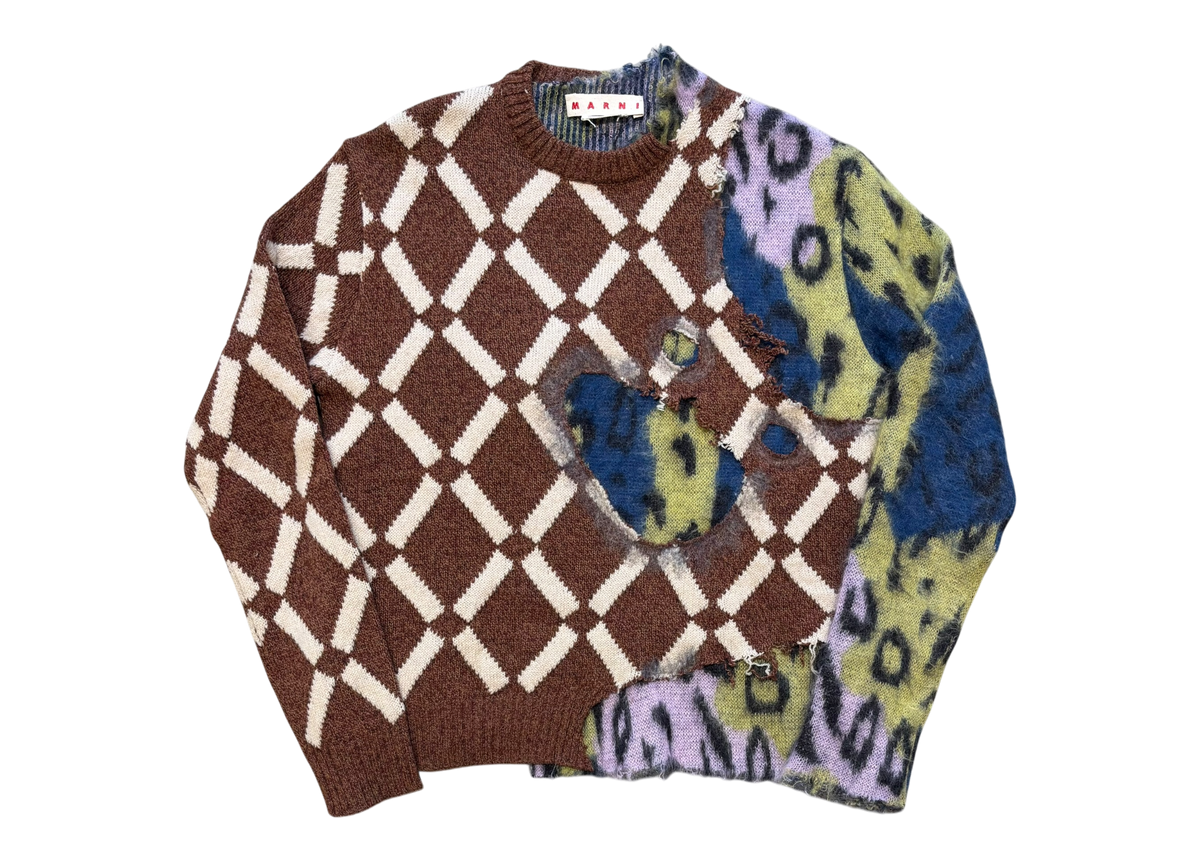 Marni Sweater Knit Leopard Argyle Two in One