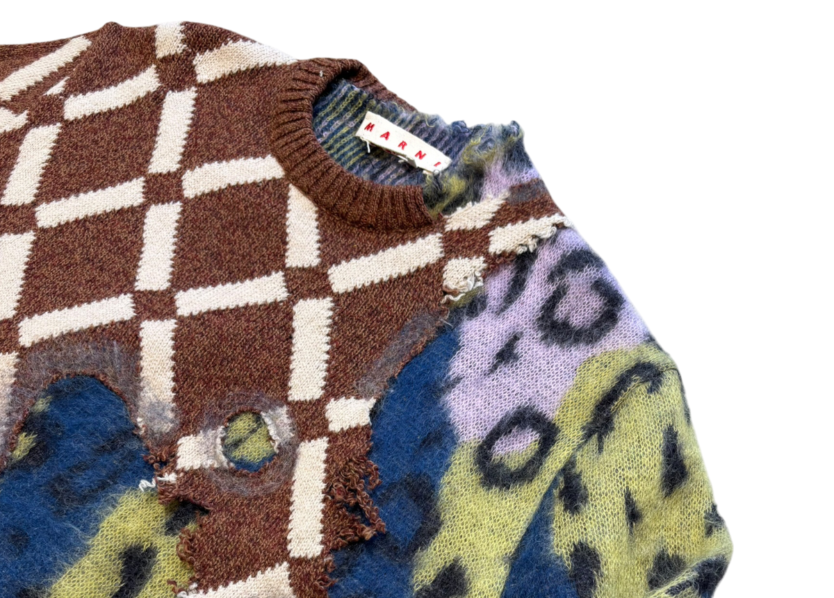Marni Sweater Knit Leopard Argyle Two in One
