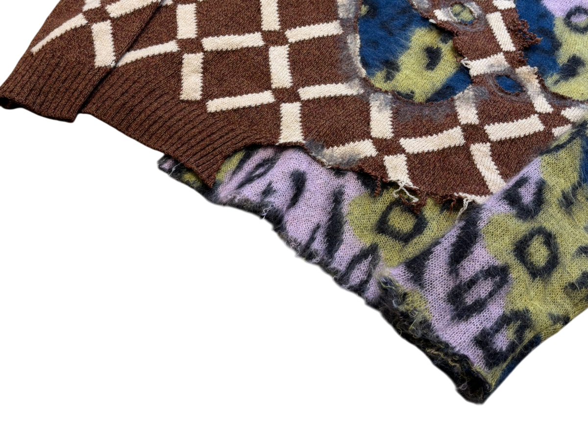Marni Sweater Knit Leopard Argyle Two in One