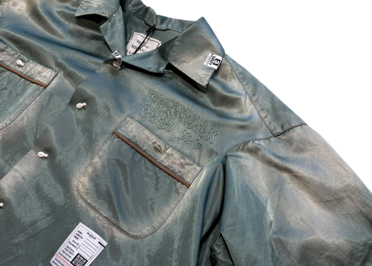 Mihara Yasuhiro Shirt Firewalk Satin Green