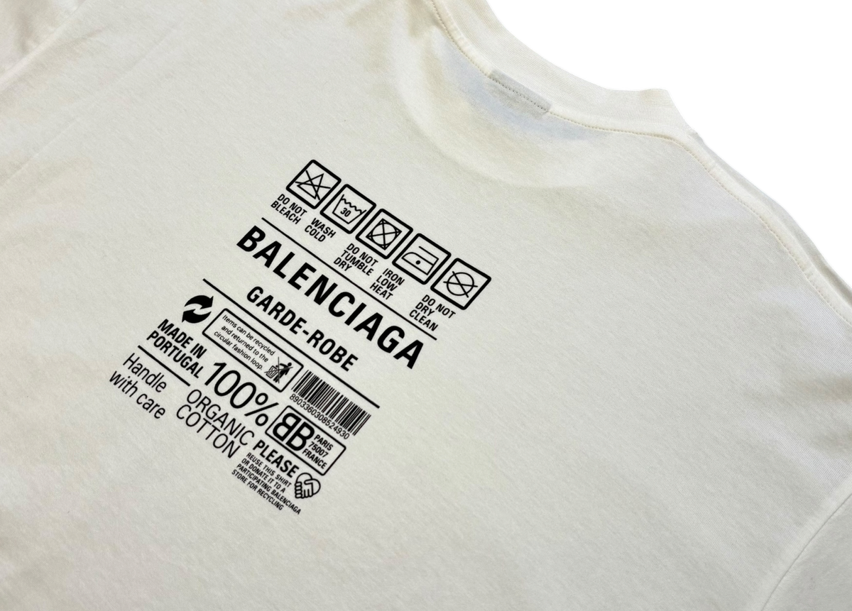Balenciaga T-Shirt Garde-Robe Care Label White