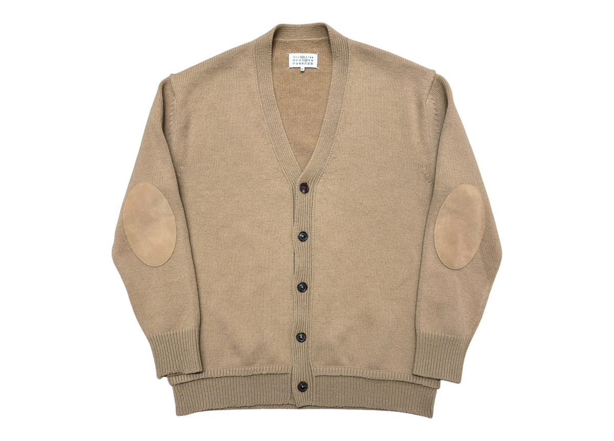 Maison Margiela Cardigan V-Neck Elbow Patch Beige