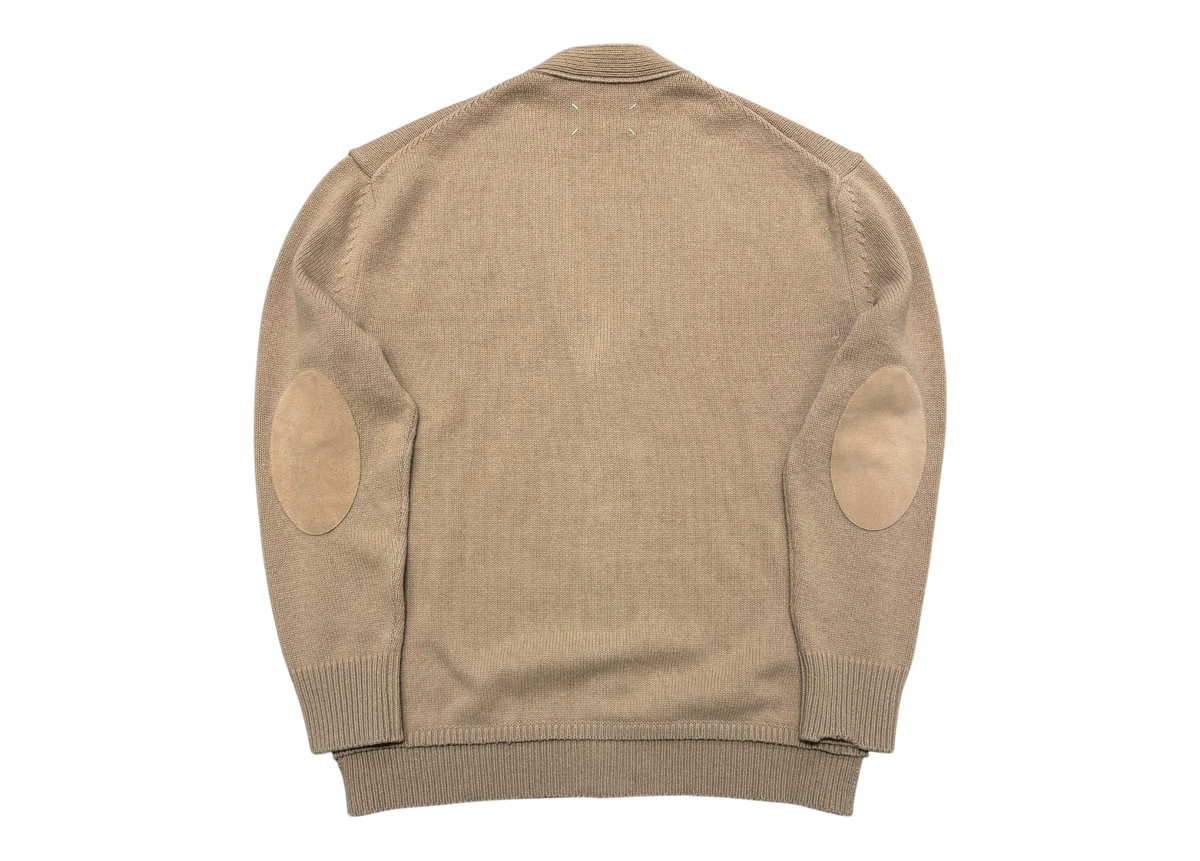 Maison Margiela Cardigan V-Neck Elbow Patch Beige