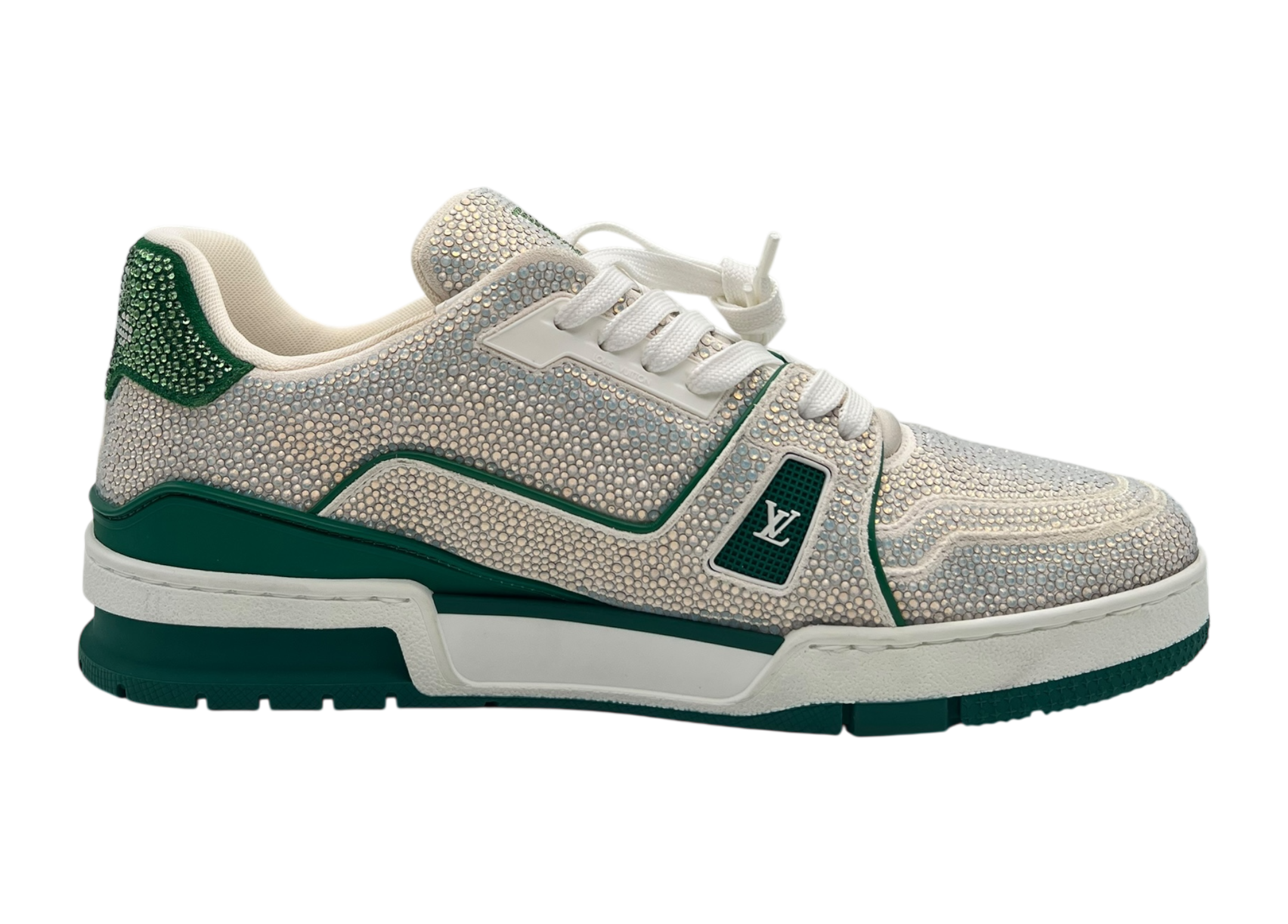 Louis Vuitton Trainer Swarowski White Green COND NEW