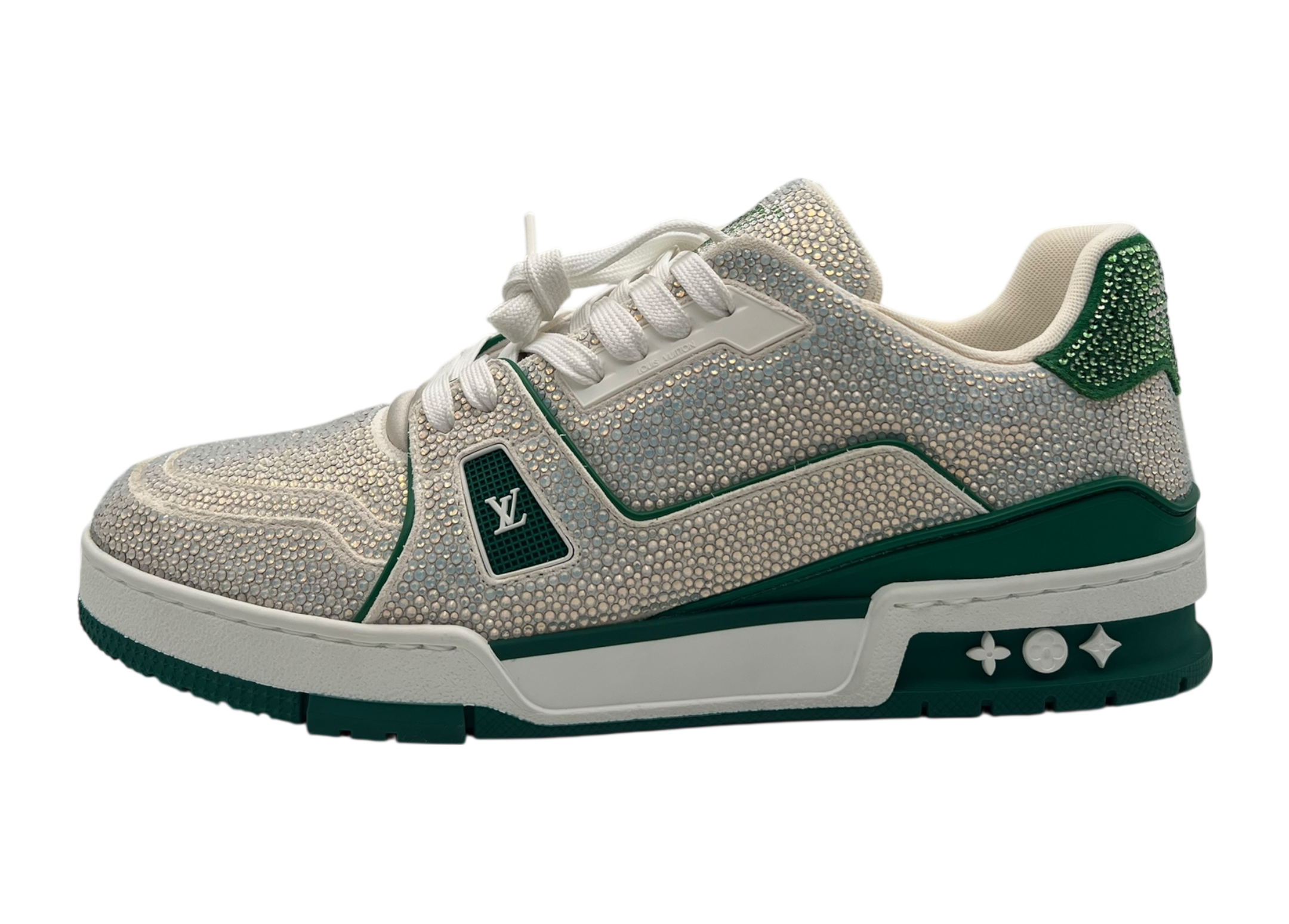 Louis Vuitton Trainer Swarowski White Green COND NEW