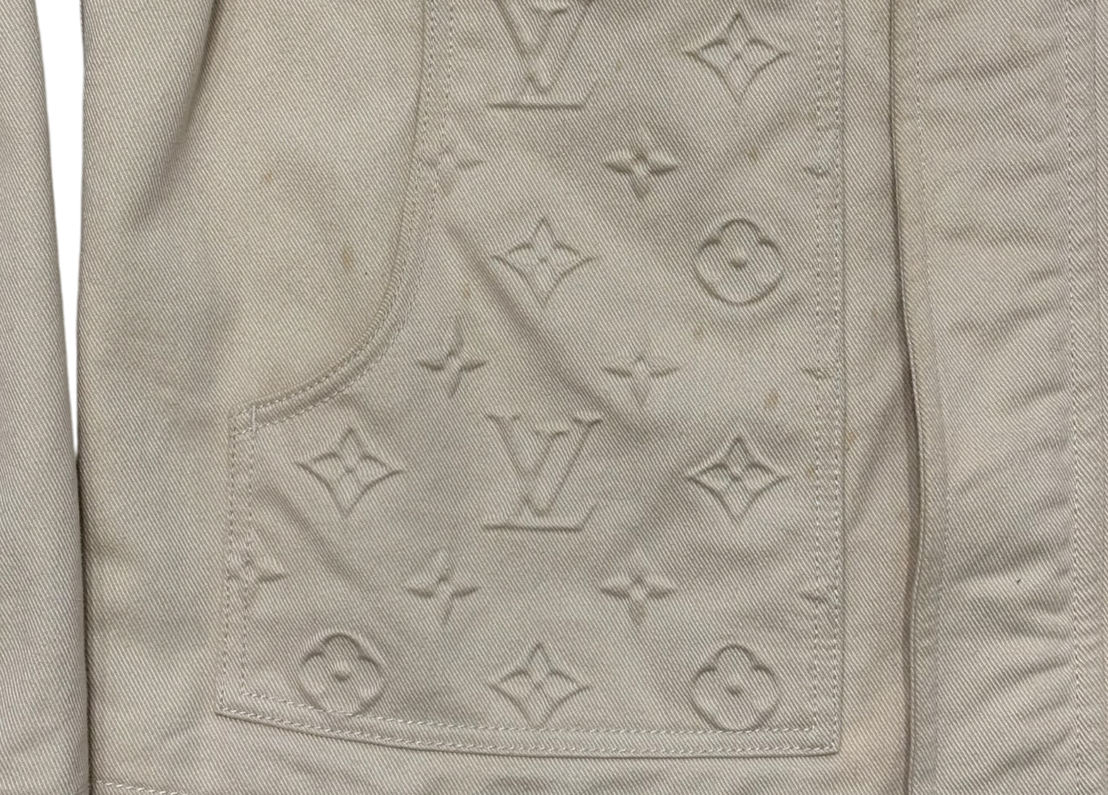 Louis Vuitton Jacket Workwear Cream Monogram COND 8/10