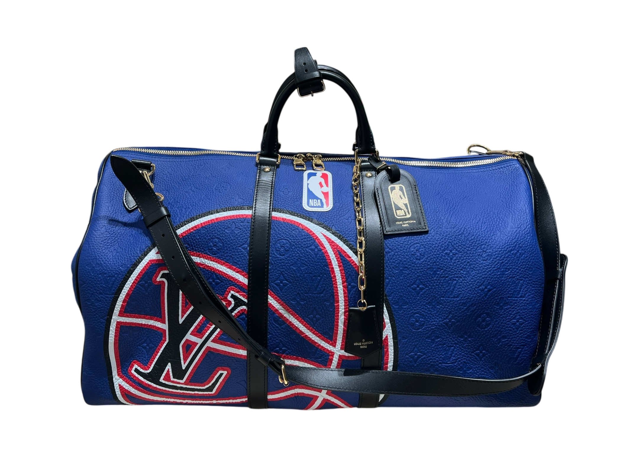 Louis Vuitton NBA Keepall Bandouliere 55 Leather Blue COND 9.5/10