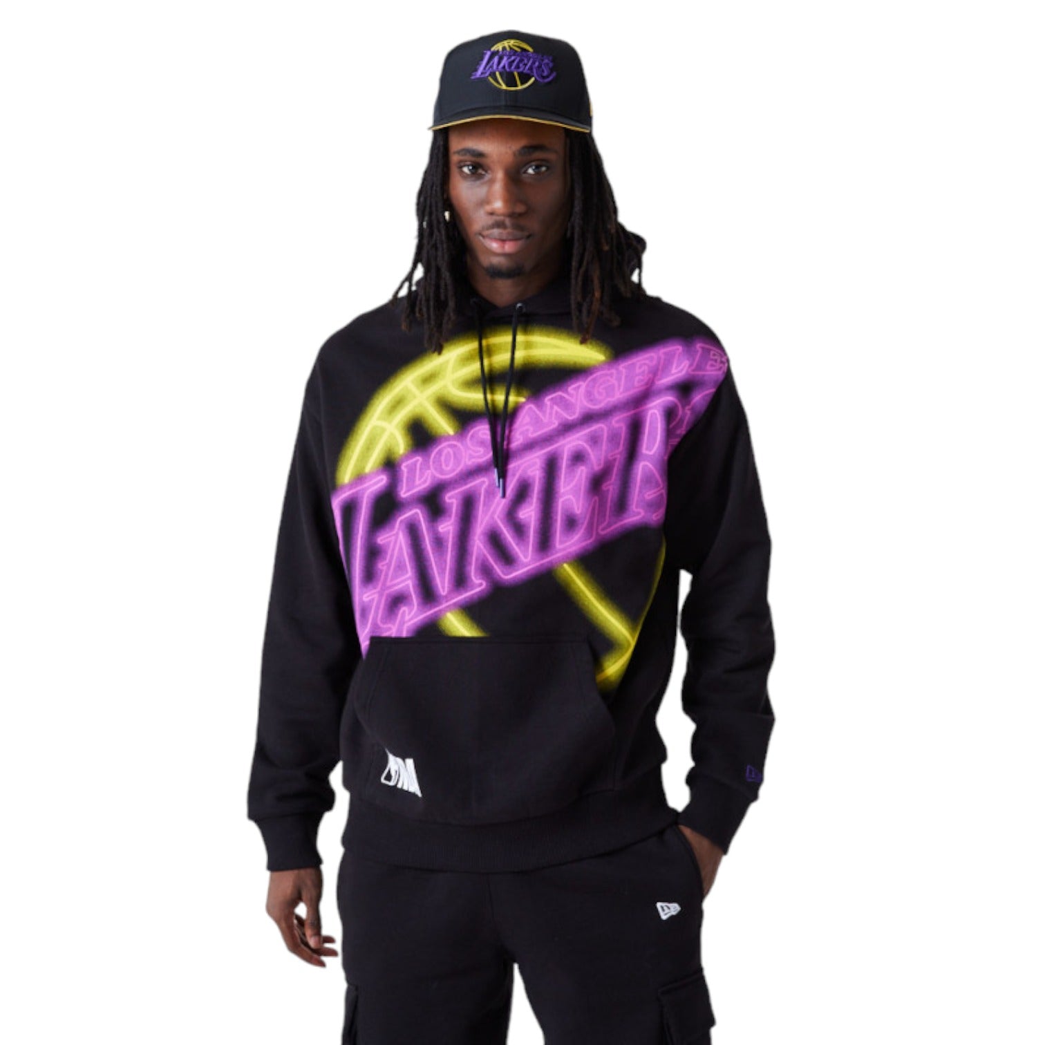 Team Logo Hoodie LA Lakers NBA Black Neon