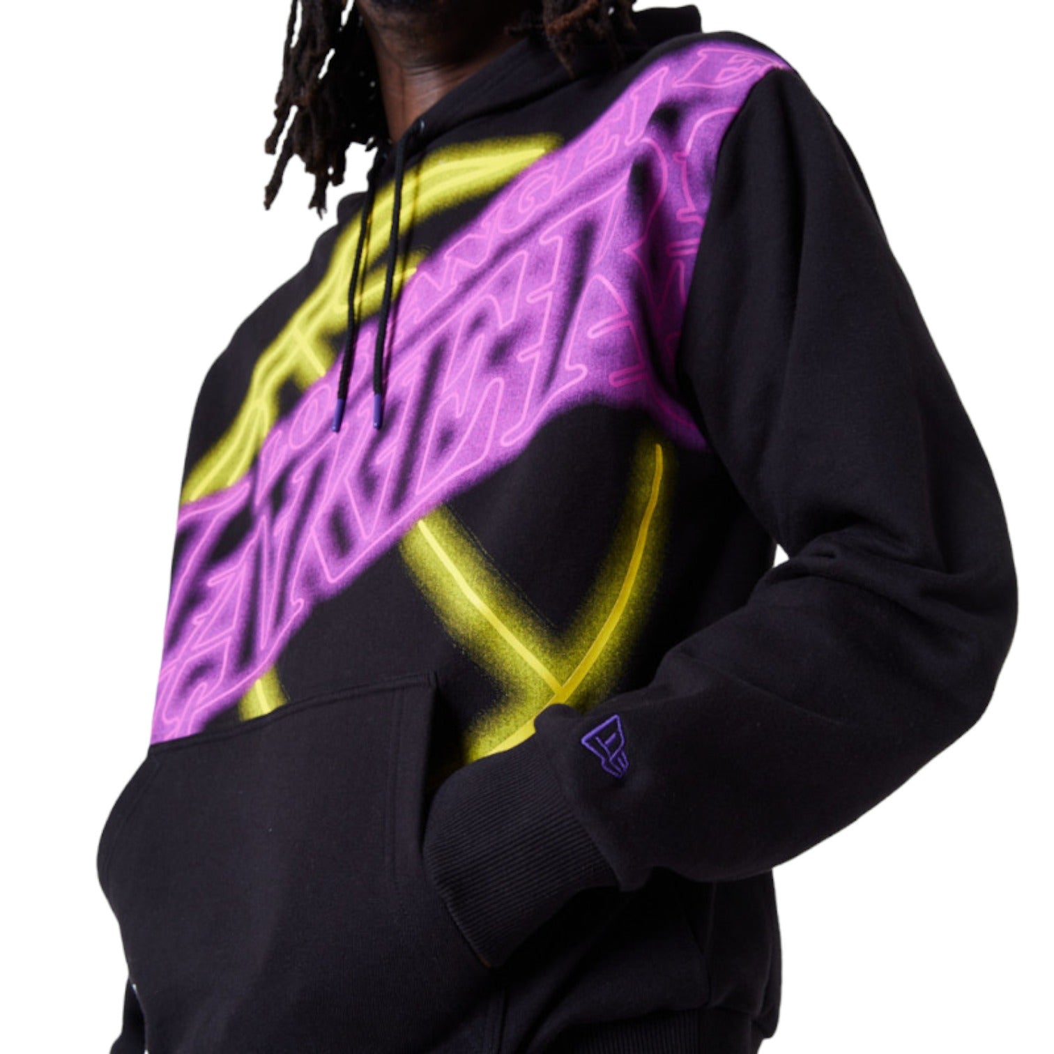 Team Logo Hoodie LA Lakers NBA Black Neon