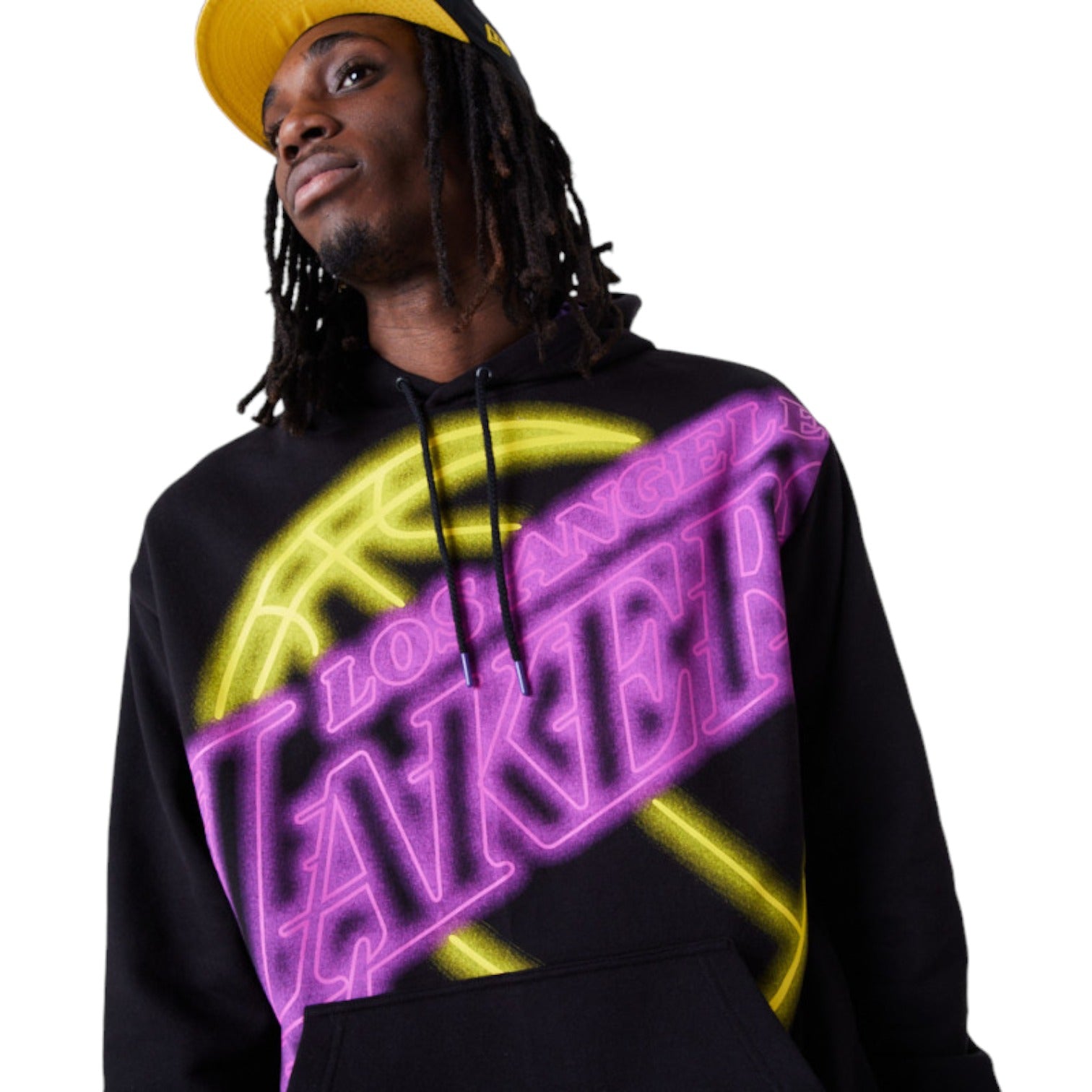 Team Logo Hoodie LA Lakers NBA Black Neon