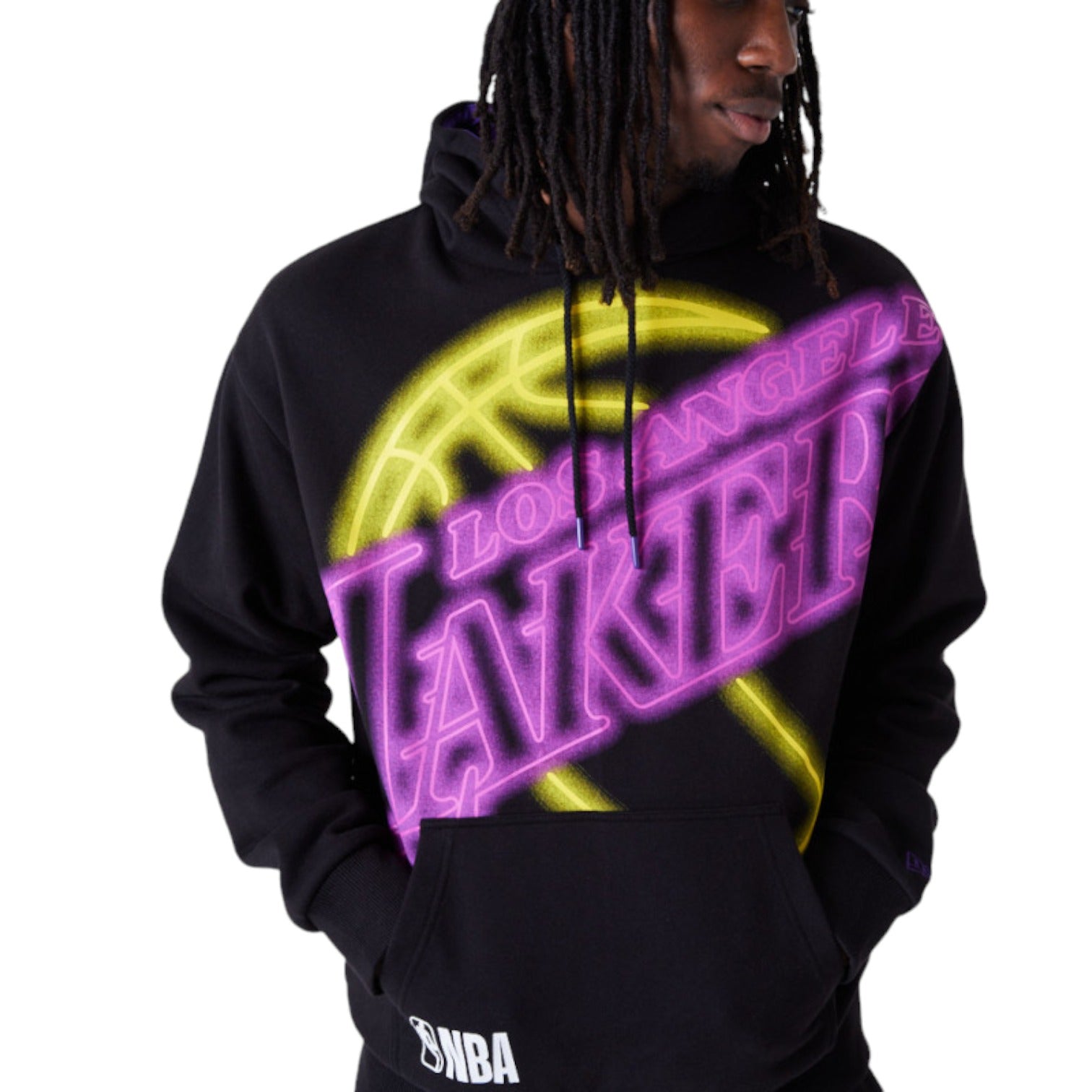 Team Logo Hoodie LA Lakers NBA Black Neon