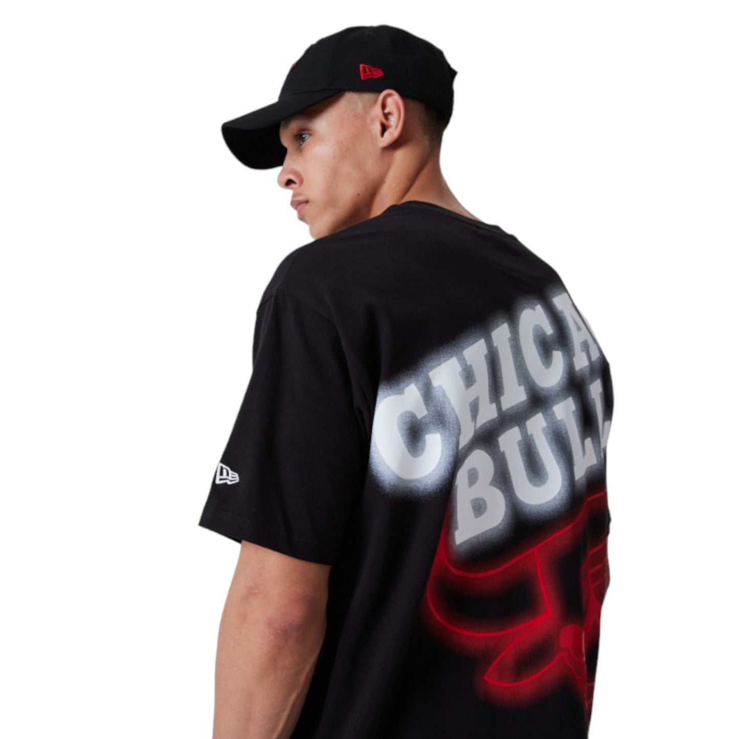 Team Logo T-shirt Oversized Chicago Bulls NBA Black Neon