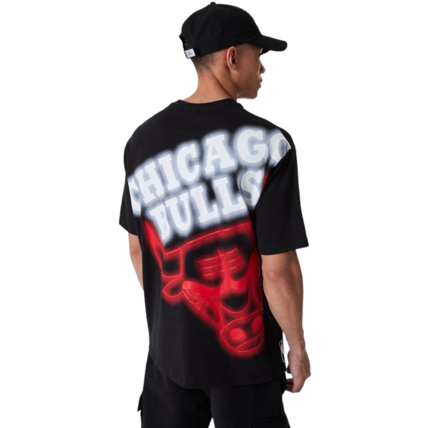 Team Logo T-shirt Oversized Chicago Bulls NBA Black Neon