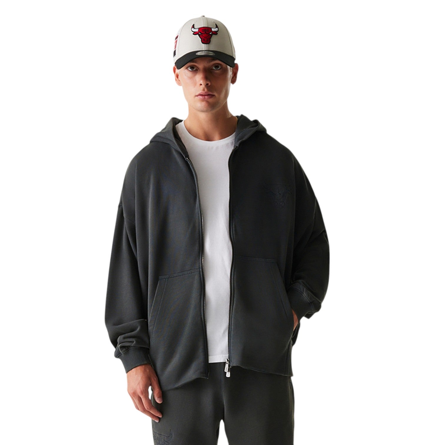Zip Hoodie Oversize Chicago Bulls Dark Grey