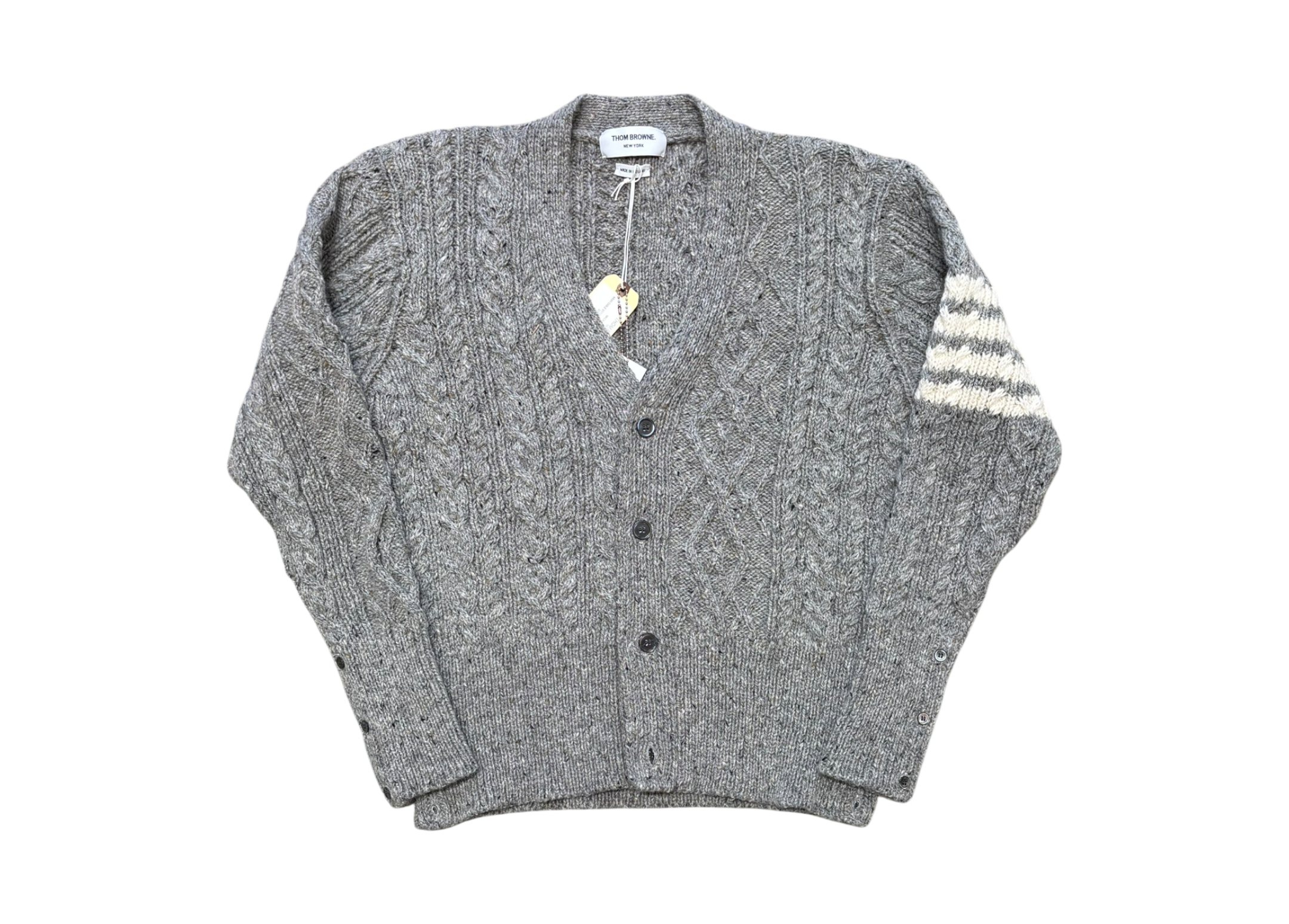 Thom Browne Cardigan Aran Stitch Woman Grey COND NEW