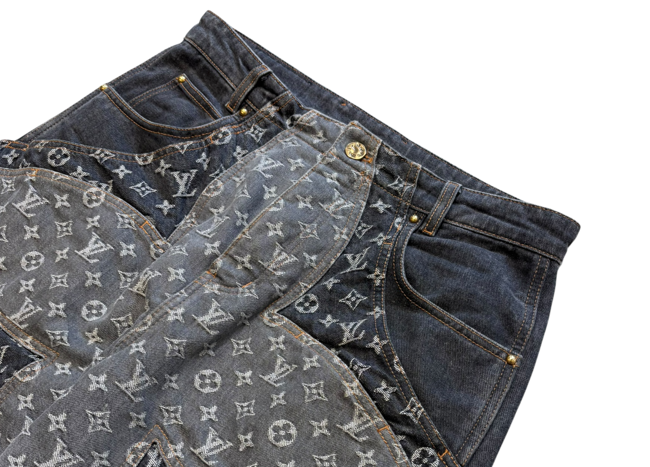 Louis Vuitton Denim Jeans Flower Monogram Black COND 9.5/10
