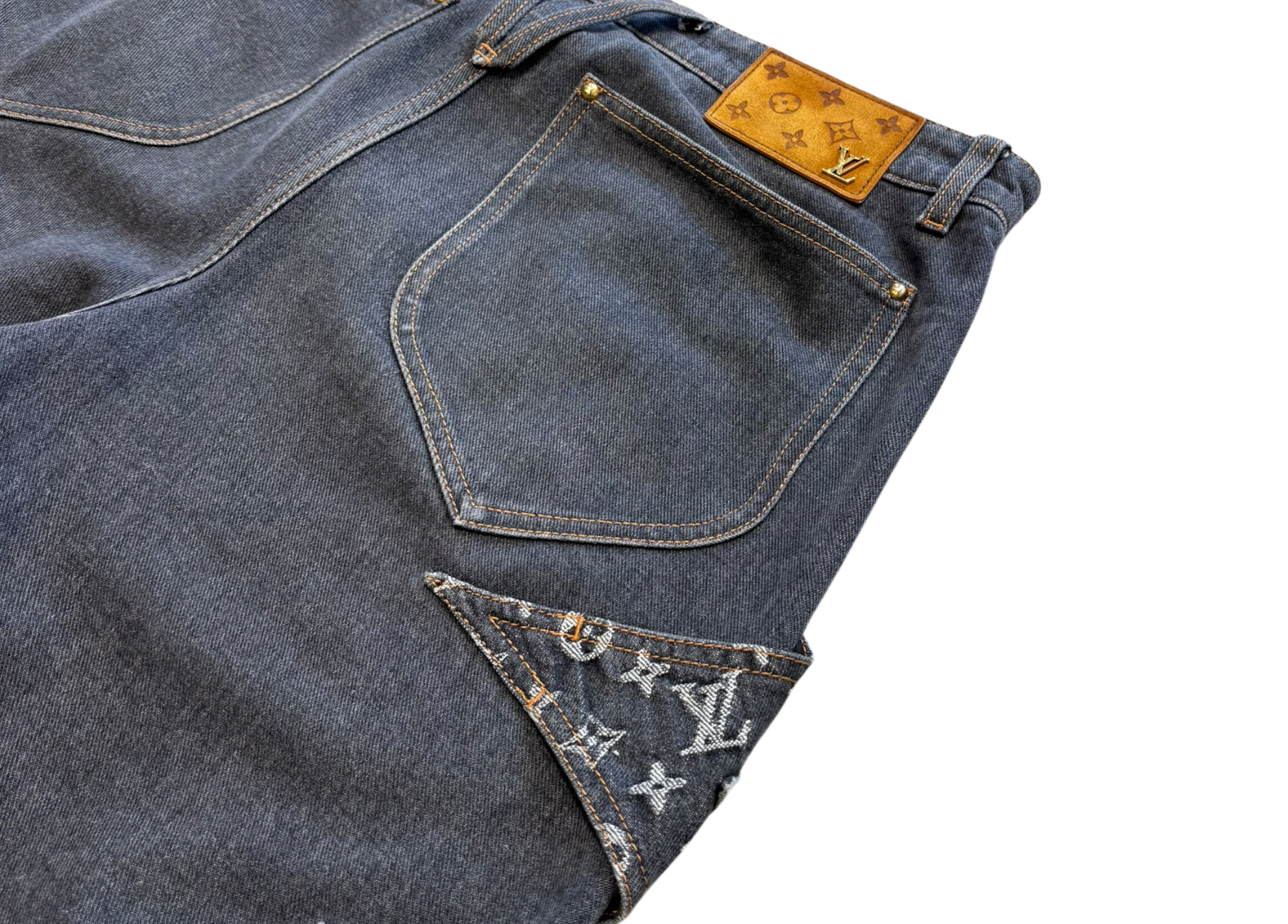 Louis Vuitton Denim Jeans Flower Monogram Black COND 9.5/10