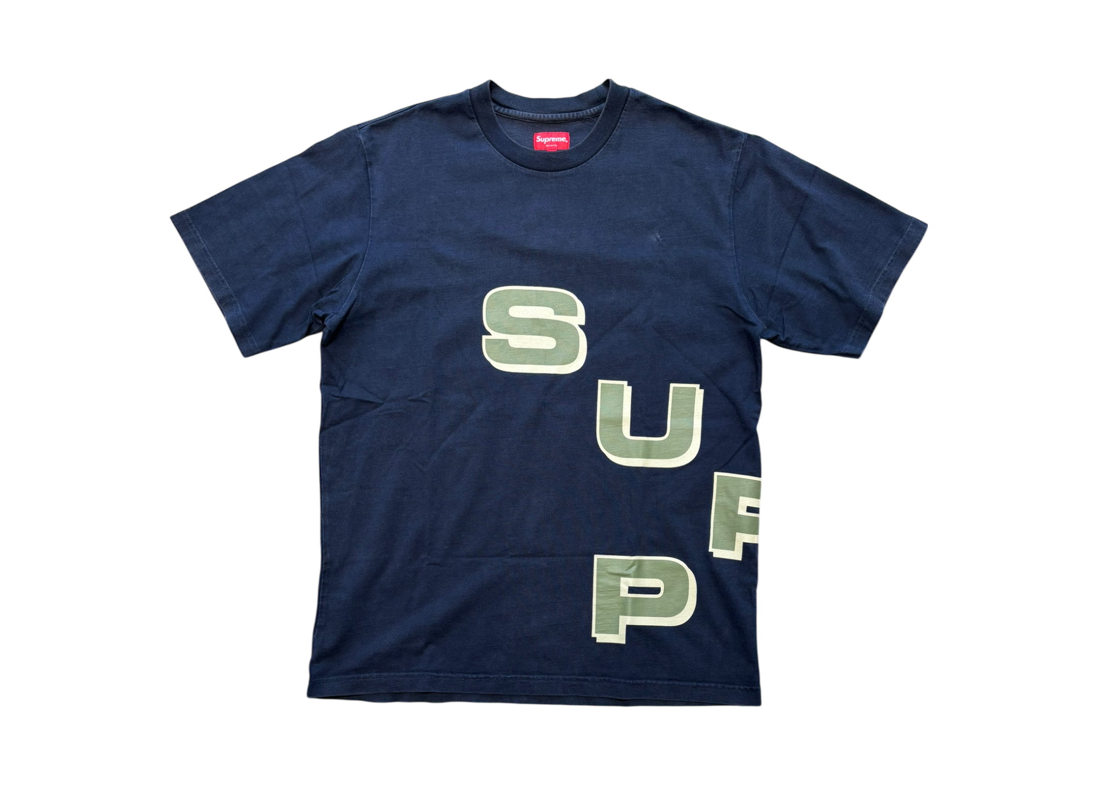 Supreme T-shirt Stagger Alphabet Logo Navy COND 8.5/10
