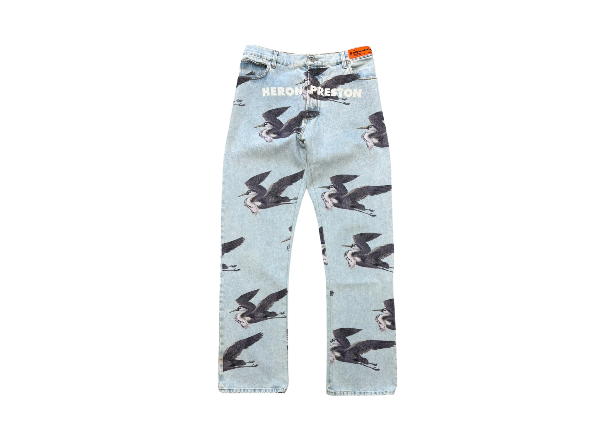 Heron Preston Denim Jeans Bird Print COND 9/10