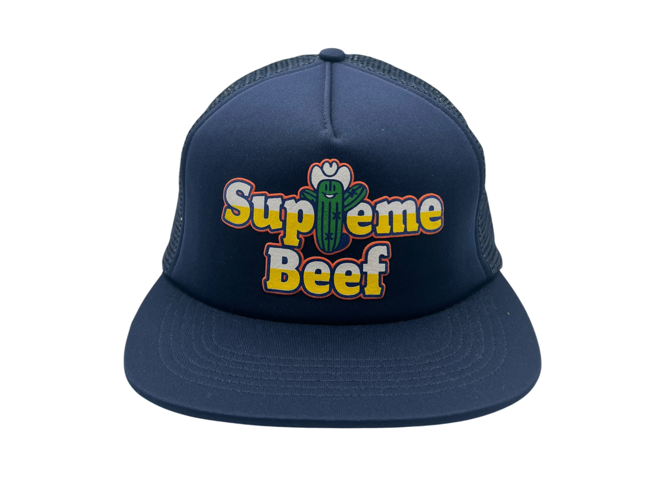 Supreme Trucker Hat Supreme Beef Navy COND NEW