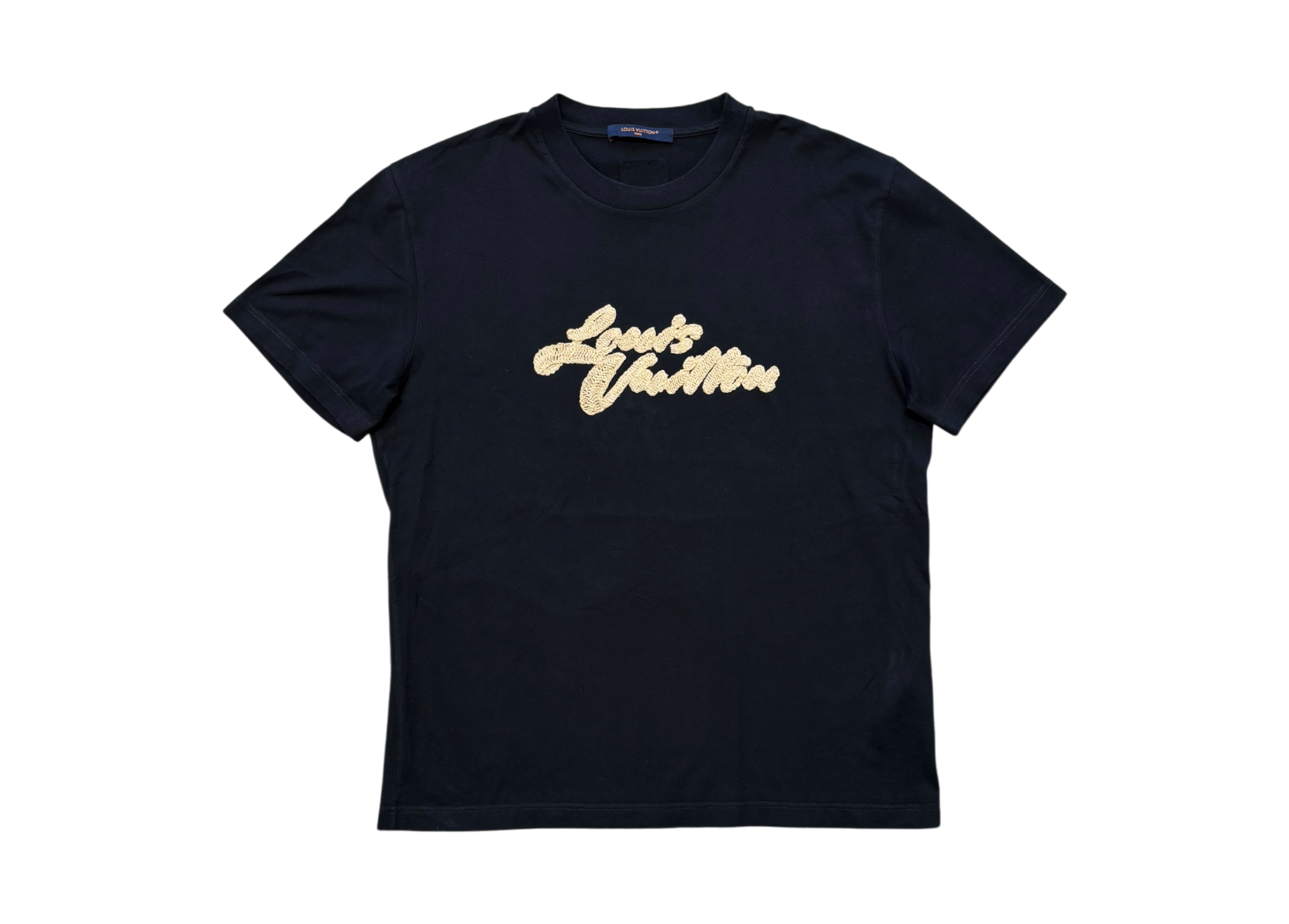 Louis Vuitton T-Shirt Embroidered Signature Black COND 9/10