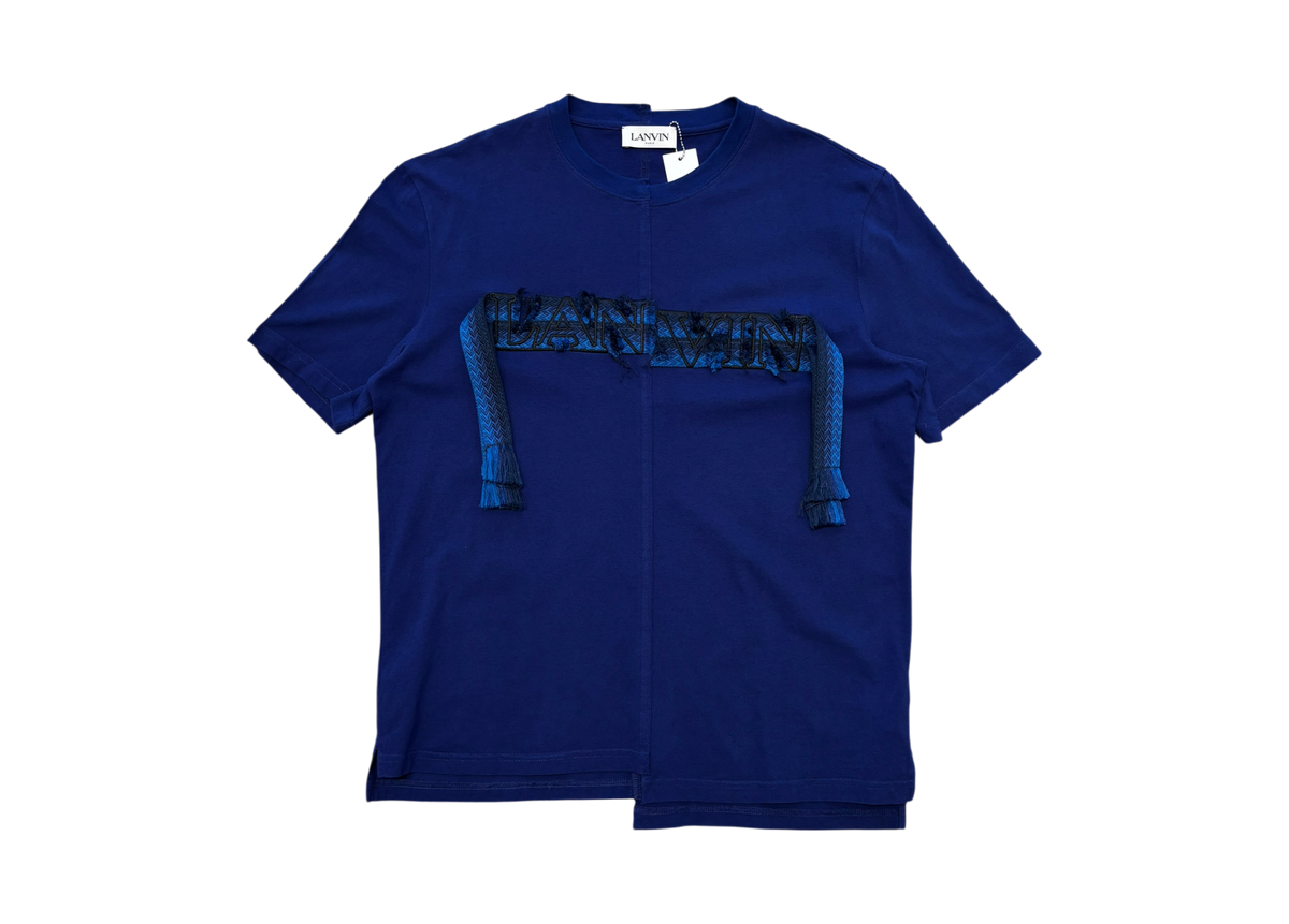 Lanvin T-Shirt Asymmetrical Curb Lace Blue