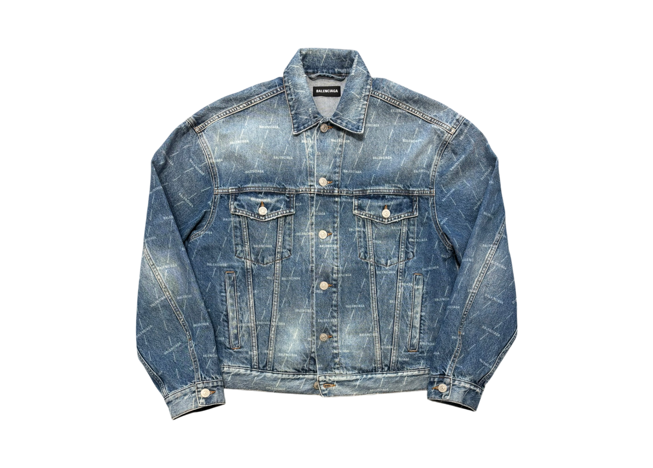 Balenciaga Jacket Denim All Over Logo COND 9.5/10