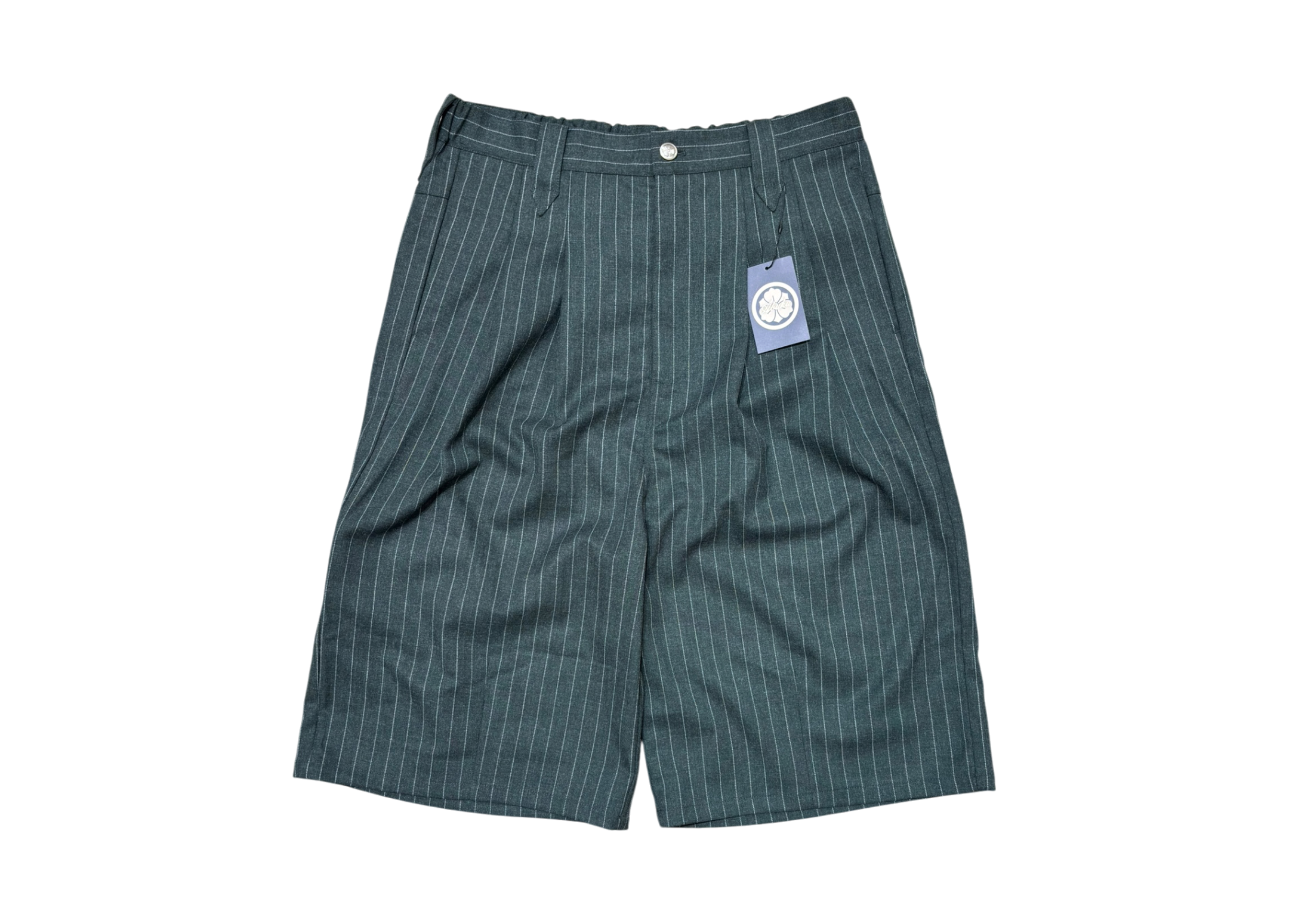 Abuku Shorts Wide Plated Striped Green COND NEW